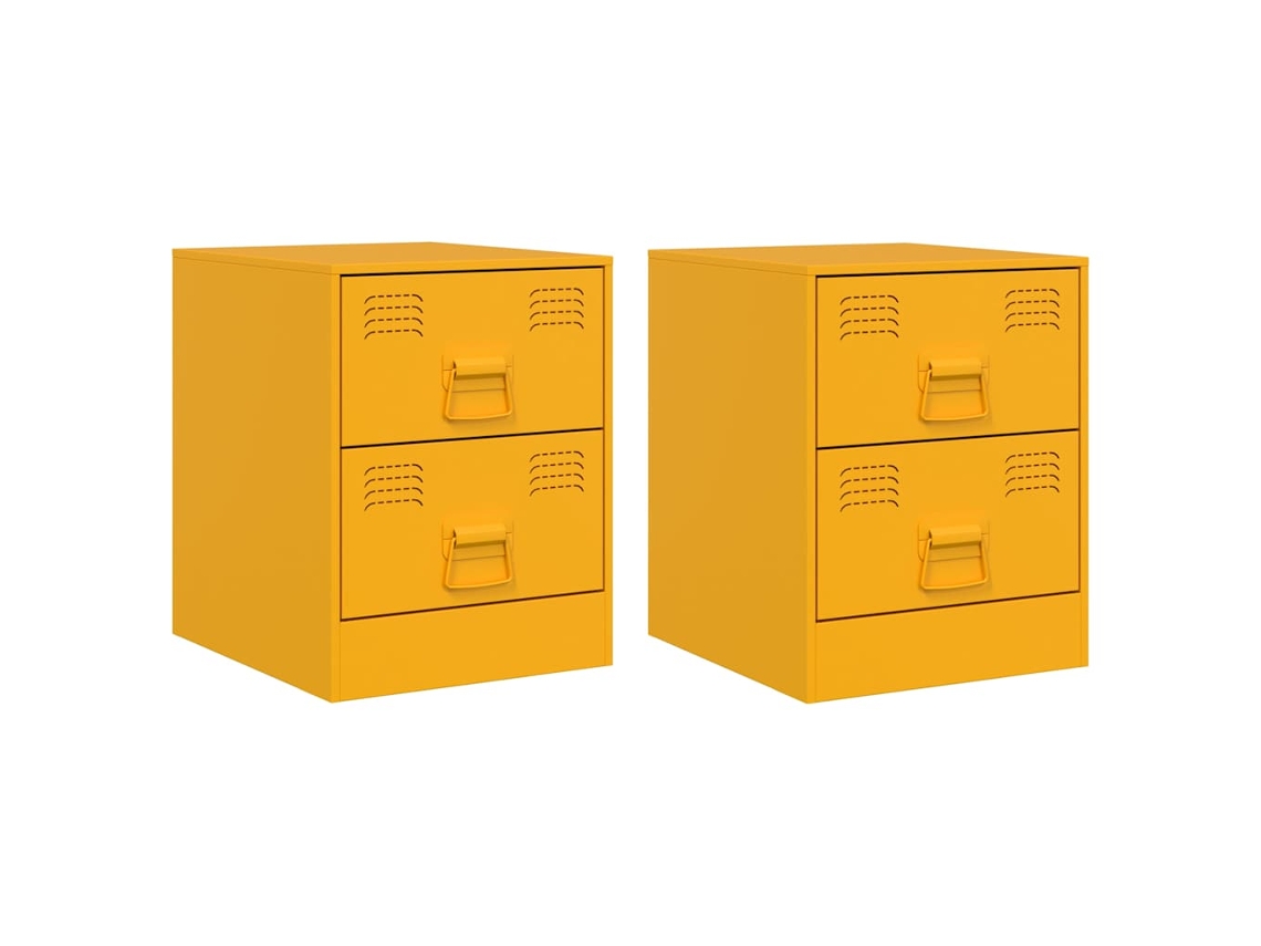 Bedside Cabinet, Bedside Cabinets Vidaxl Amarelo Aço (n/a)