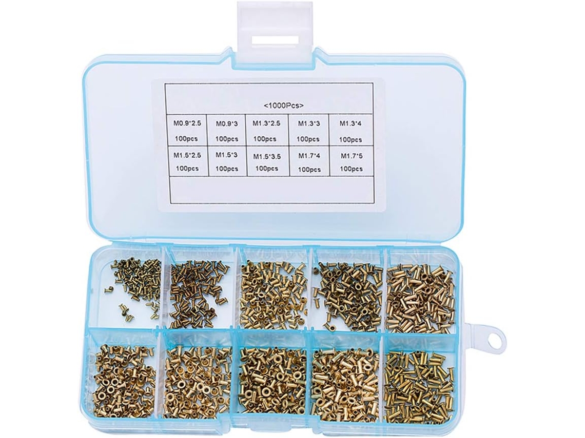 Kit De 1000 Rebites Ocos Metálicos M0.9 M1.3 M1.5 M1.7 Para Placas De Circuito Impresso (pcb) Para Uso Doméstico E