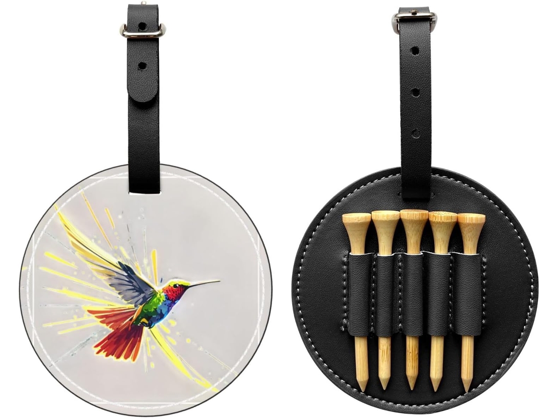 Bolsa para Tees de Golfe com Estampa de Beija-Flor Luminoso, Preta | S/MARCA