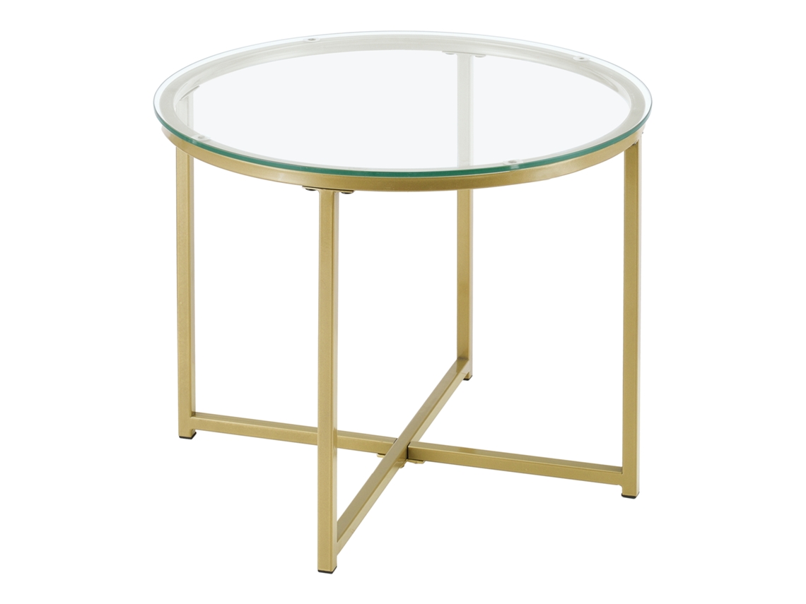 Mesa de Centro [EN.CASA] Alavieska  (Dourado - Vidro, aço sinterizado - 50 x 42 cm)