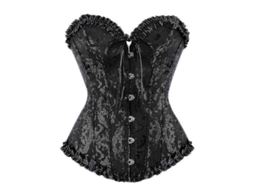Traje De Corset Y Falda Mini Para Mujer Talla Grande Burlesco Con Huesos Plásticos Bordado Estampado Poliéster Espandex Corset Solo M