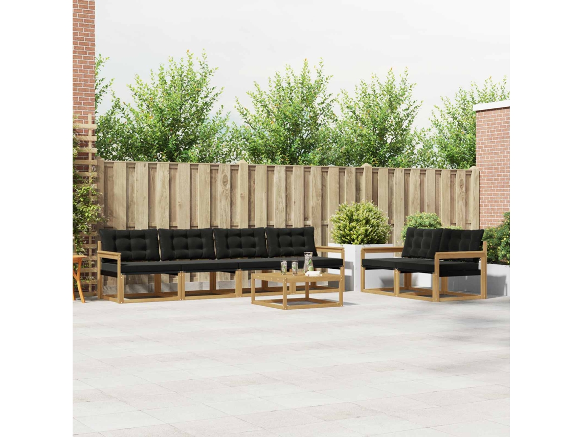 Vidaxl Conjunto De Sofás Para Exterior 7 Pcs Branco E Preto