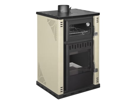 Fogão a Lenha com Forno 27 6Kw Caldeira Térmica 38Lt Elsa Bege DIVINA FIRE