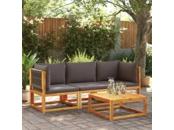 Vidaxl Conjunto De Sofás De Jardim Vidaxl De 3 Peças Com Almofadas De Madeira De Acácia E Corda