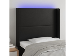 Vidaxl Cabeceira De Cama C/ Led Couro Artificial 83x16x118/128cm Preto