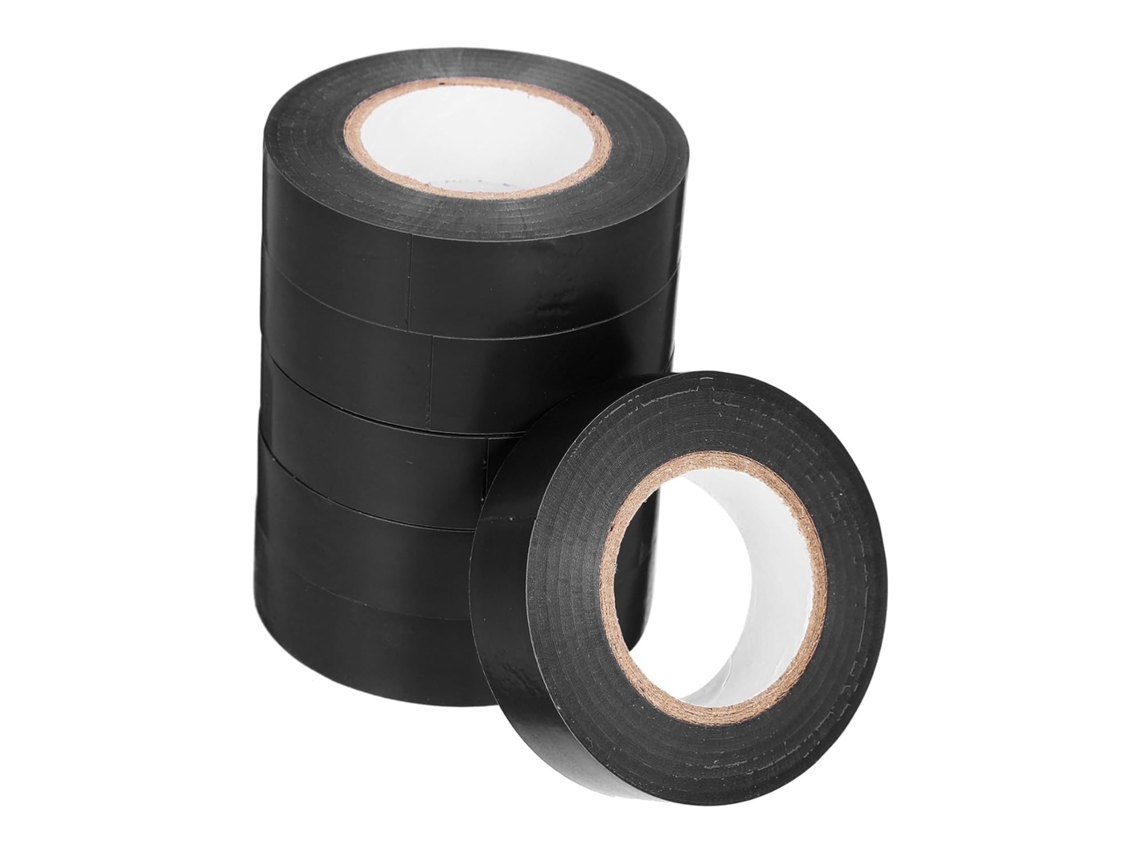 Fita Isolante Elétrica Magiclulu Preta Em Pvc, Pacote Com 6 Rolos, Adesivo Forte E Versátil Para Uso Residencial