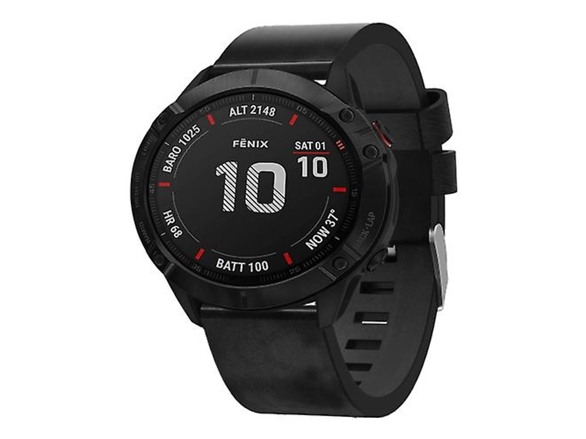 Bracelete para Garmin Fenix 6X Pro 26Mm Couro Fivela de Aço Faixa de Relógio Preta VENISYMLIS
