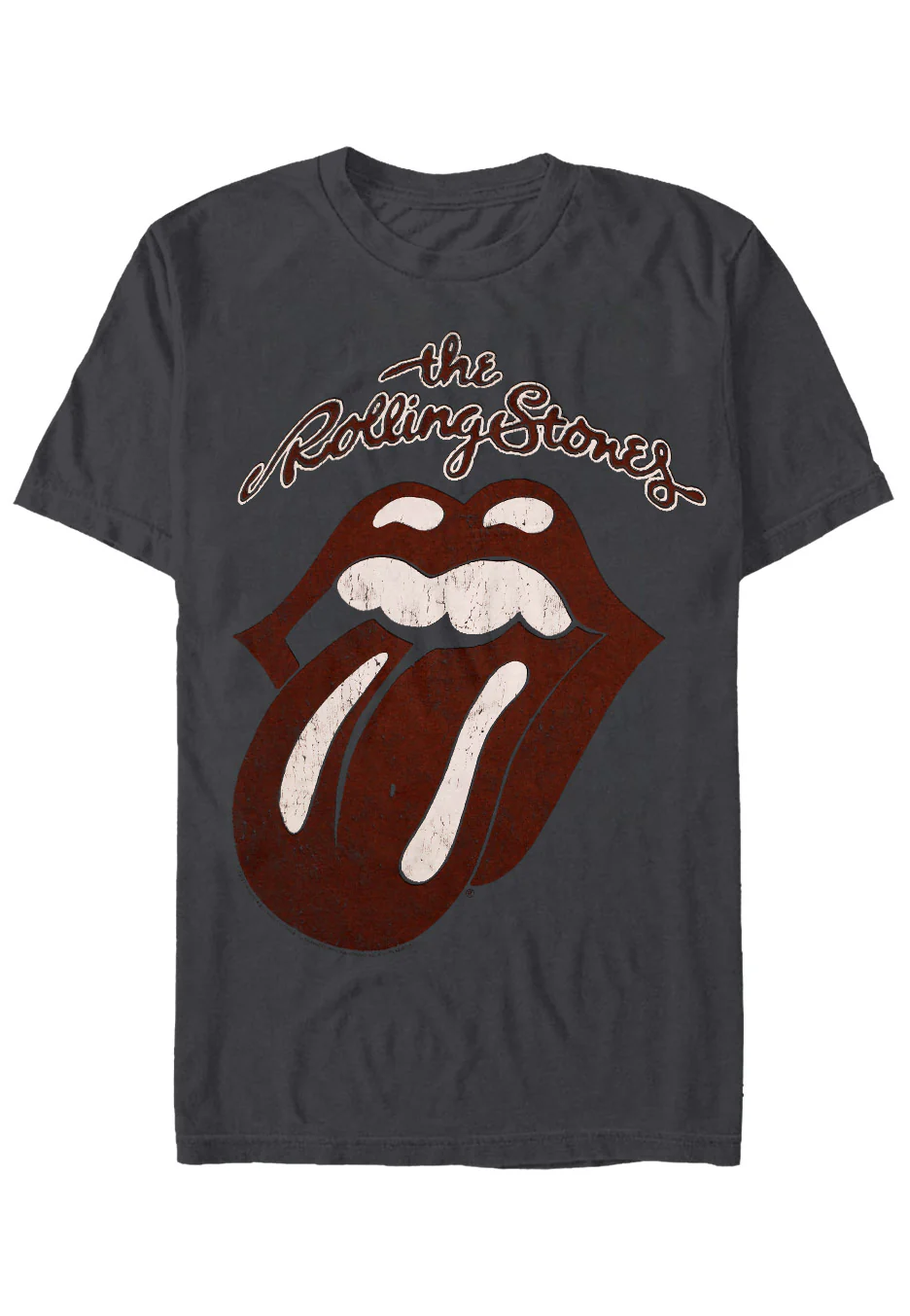 Size:m Rockinstone The Rolling Stones - Vintage Tongue Grey - T-shirt Unisex Adults