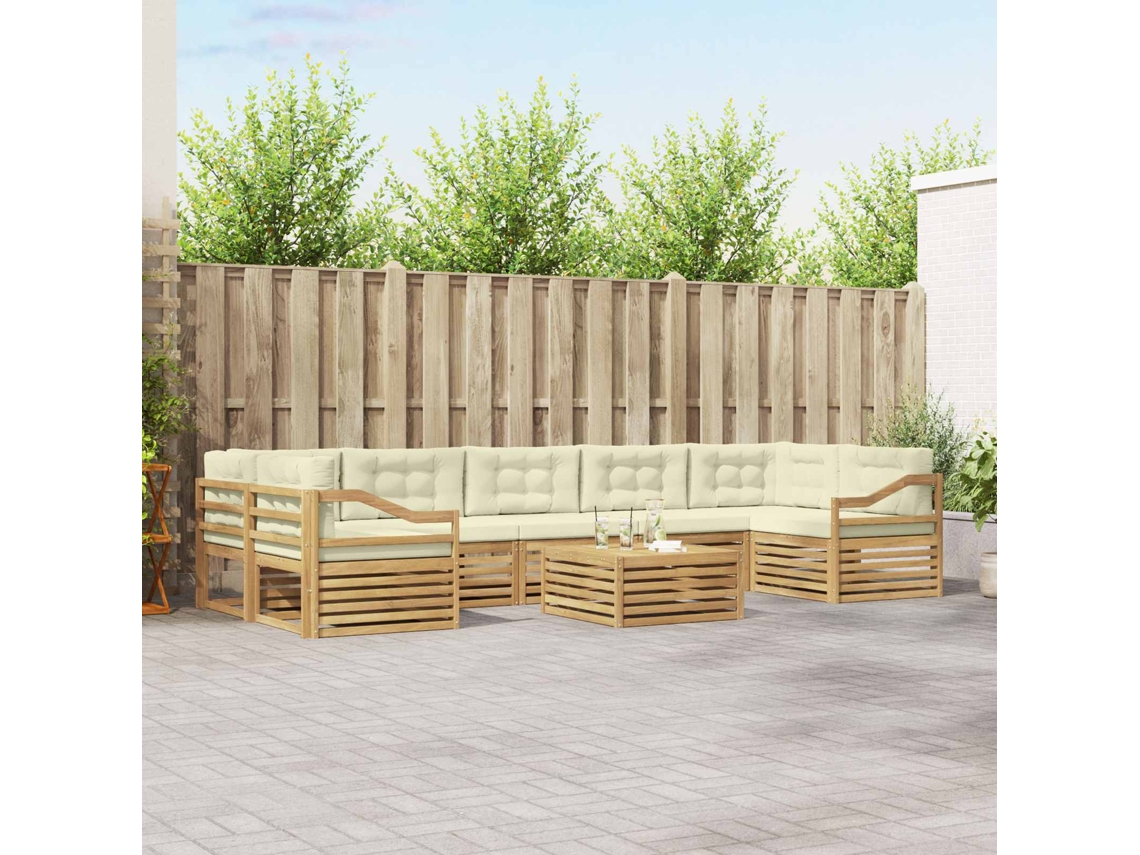 Vidaxl Conjunto De Sofás Para Exterior 8 Unid. Branco E Creme