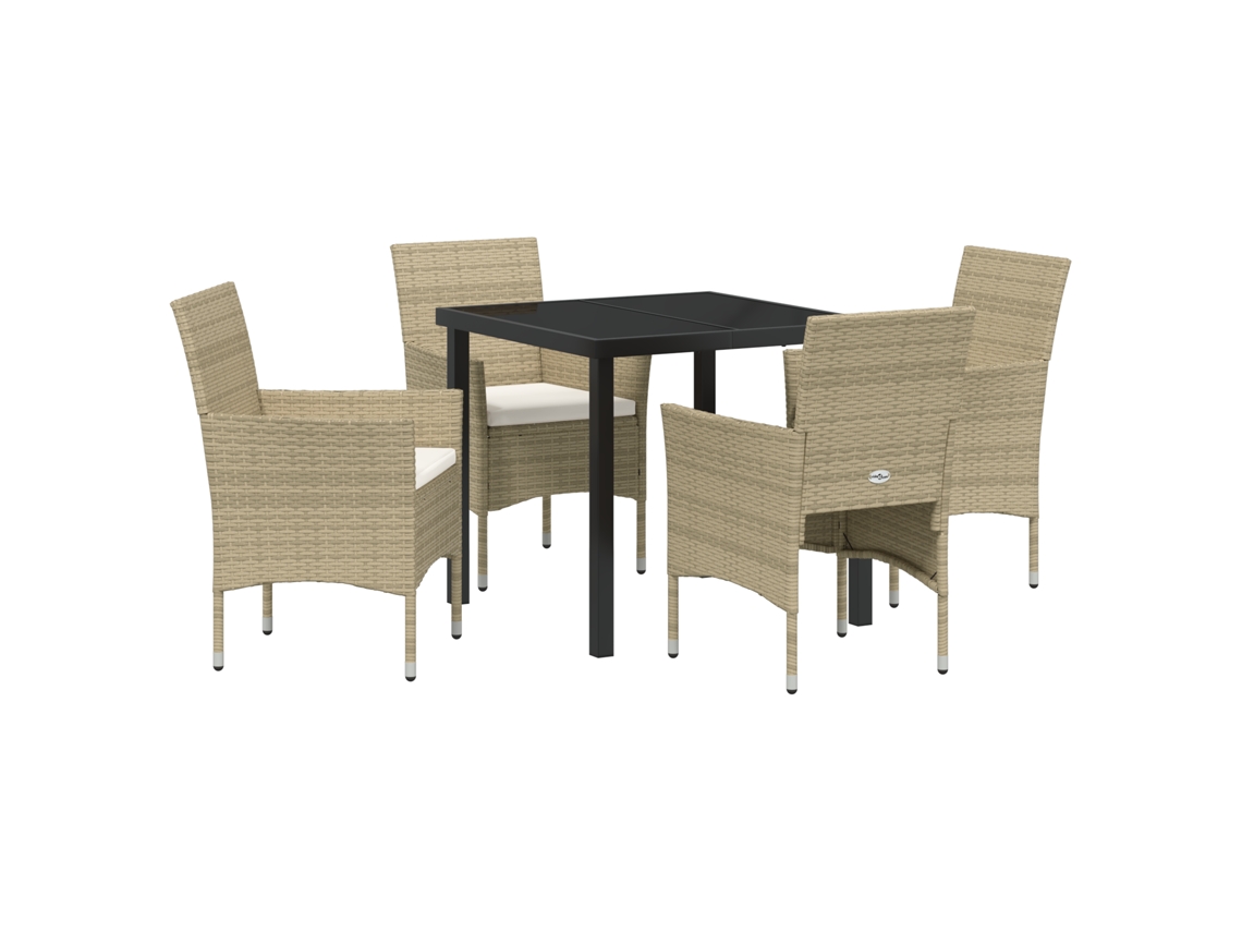 Conjunto 5 De Cadeiras De Jantar De Jardim Vidaxl Bege Rattan Polipropileno