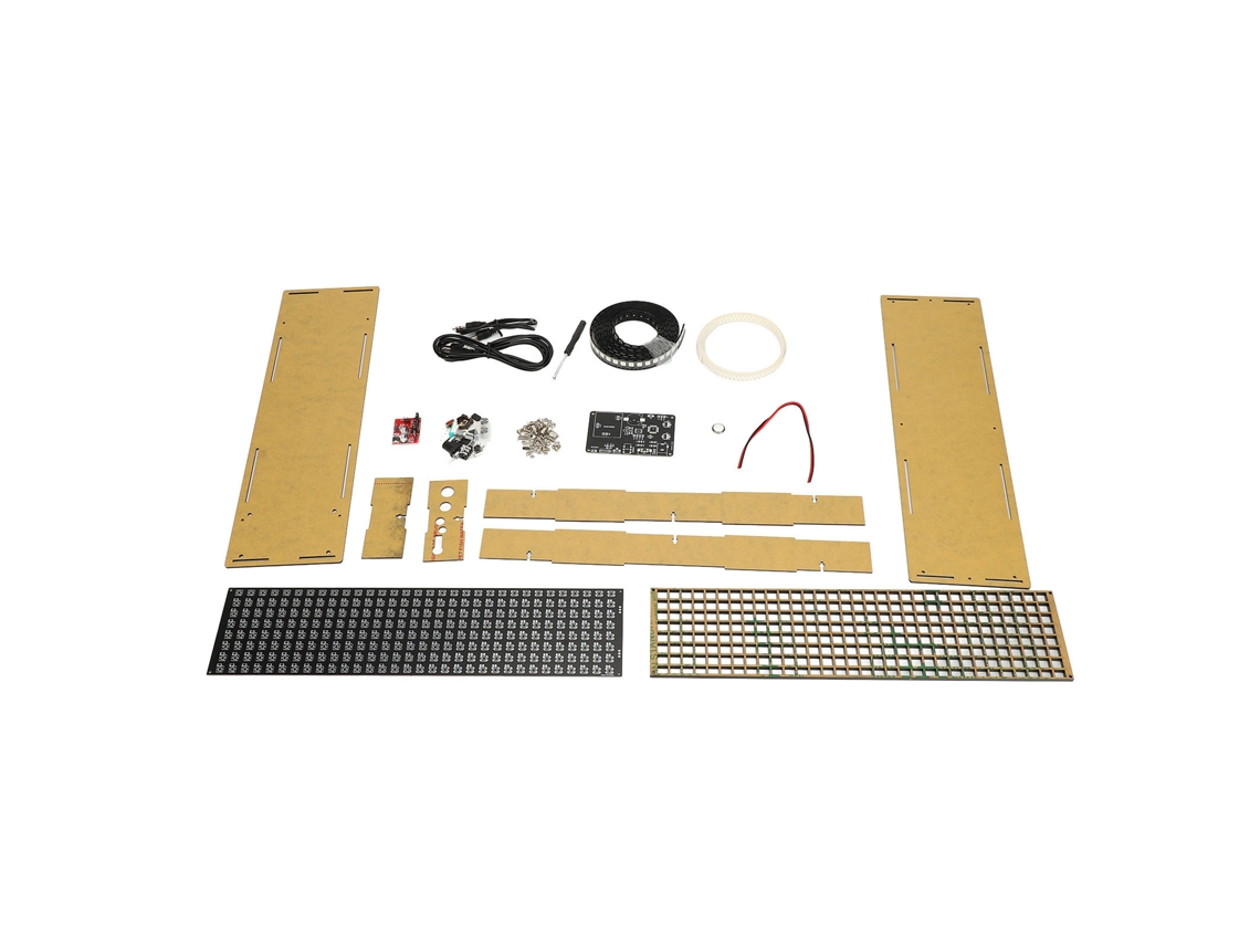 Kit de Soldadura de Relógio Digital Rgb Ajustável por Voz com Matriz de Pontos 32x8 Projeto Eletrônico S/MARCA