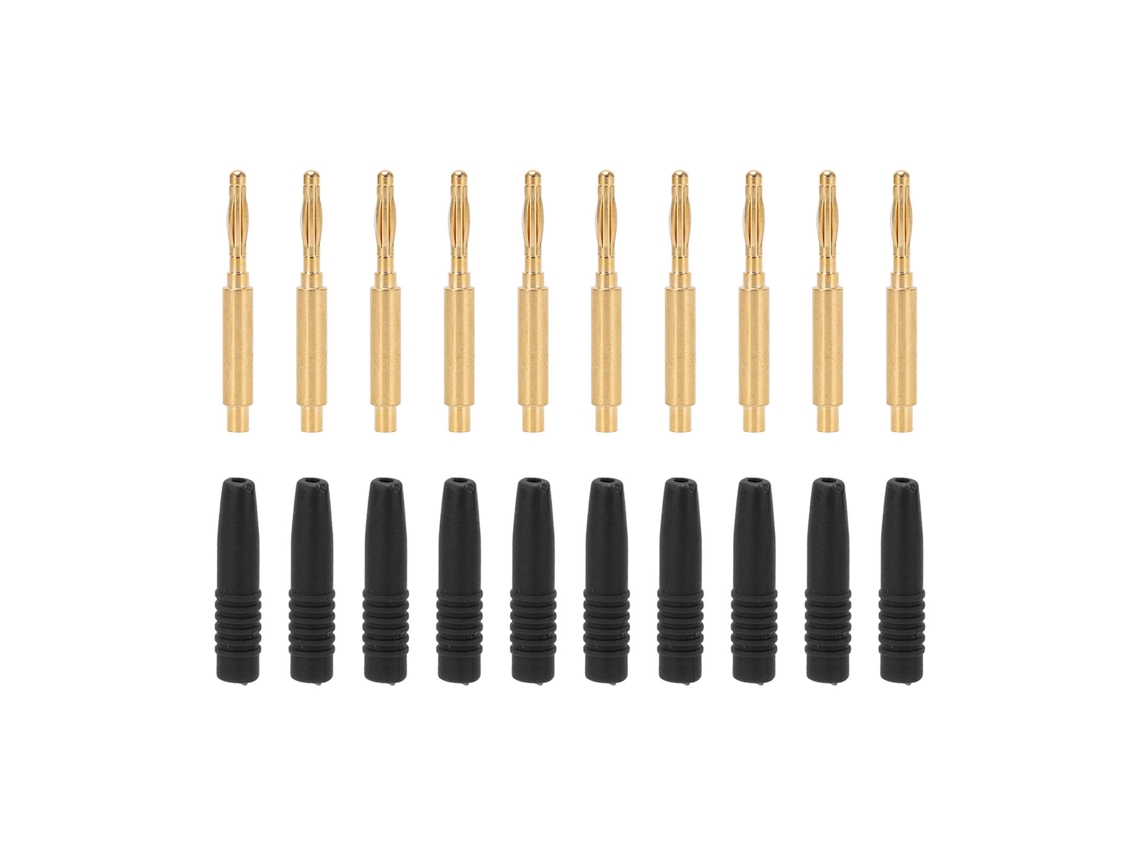 10 Peças De Conectores Banana Dourados De 2mm Isolados Com Caixa Para Equipamentos De Teste