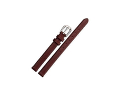 Pulseira de relógio feminina em couro genuíno com fivela em aço inoxidável, 17 mm, marrom.