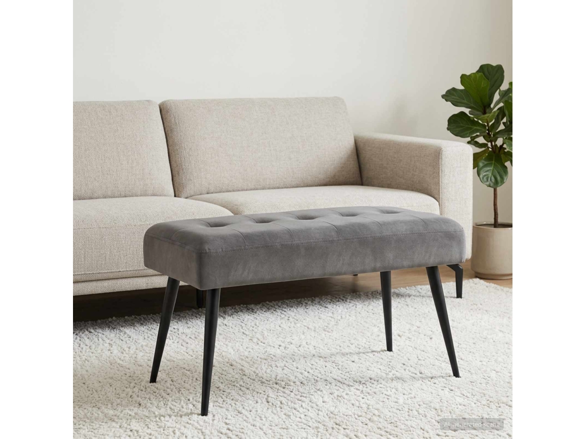 Vidaxl Banco Com Botões Estofados Cinzento-escuro 80 X 40 X 46 Cm