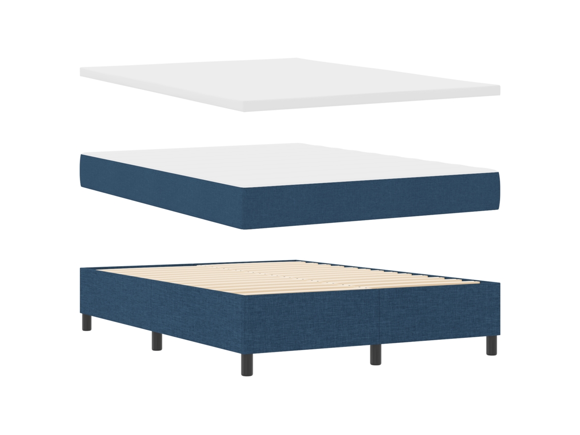 Cama Bospring Com Colchão E Banco Azul-marinho Tecido Vidaxl Azul-marinho Fabric (140x190 Cm)
