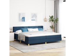 Cama Box Com Colchão Azul, 200 X 200 Cm, Tecido