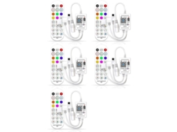 Controlador De Música Rgb Inteligente Wifi 5x Para Fita De Led + Controle Remoto Infravermelho Sem Fio De 24 Teclas Para Fitas De Led Coloridas_glo
