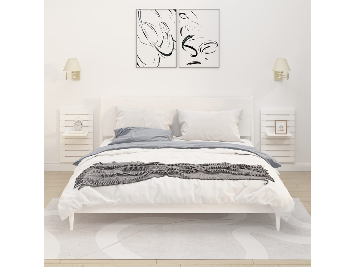 Vidaxl Prateleiras De Montagem Na Parede 2 Pcs Pinho Maciço Branco