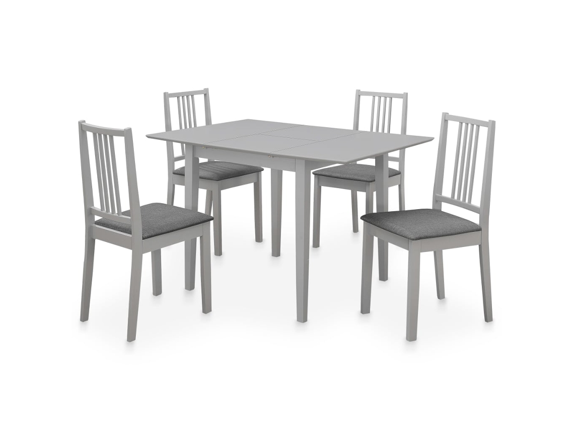 Vidaxl 5 Pcs Conjunto De Jantar Mdf Cinzento