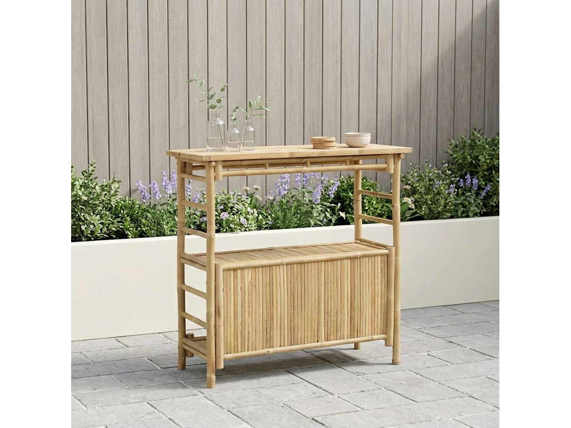 Vidaxl Mesa De Bar Externa Natural 110 X 50 X 105 Cm Bambu