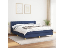 Vidaxl Cama Com Molas/colchão 160x200 Cm Tecido Azul