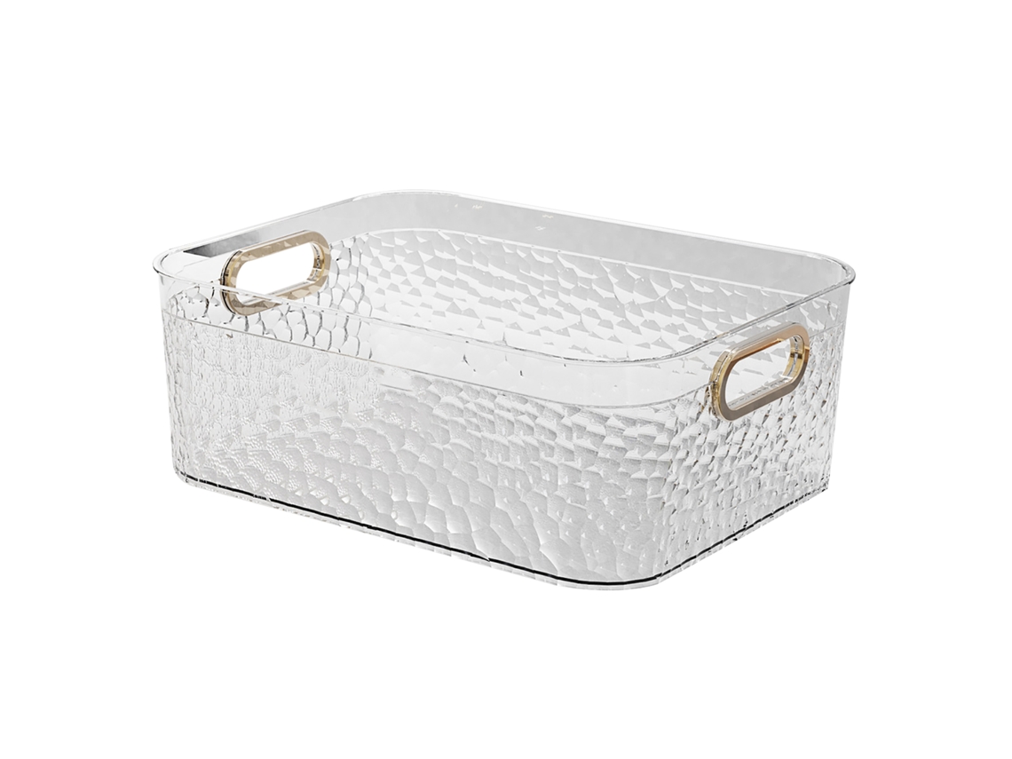 Organizador de maquiagem de acrílico transparente com grande capacidade para vanity em ouro com S/MARCA