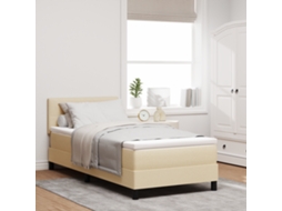 Cama Box Spring Com Colchão E Led Creme 90x190 Cm Tecido