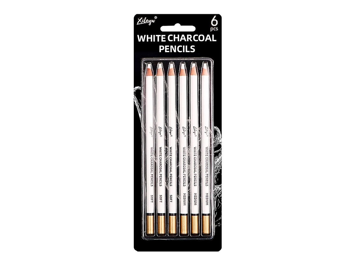 6 Lápis De Carvão Branco Para Desenho E Esboço