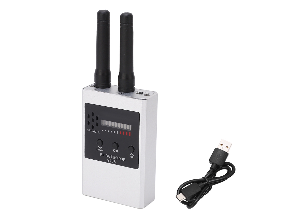 Detector De Sinais Rf Sem Fio De Alta Sensibilidade Câmera Gps 10 Níveis Led Prata