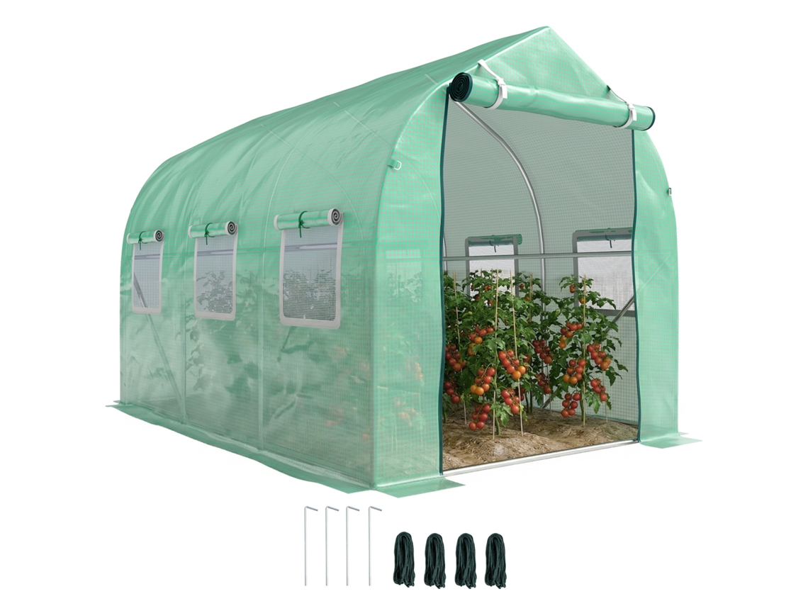 Estufa Túnel BTFORUS 3x2x2m com 6 janelas de tela, porta, para jardim externo