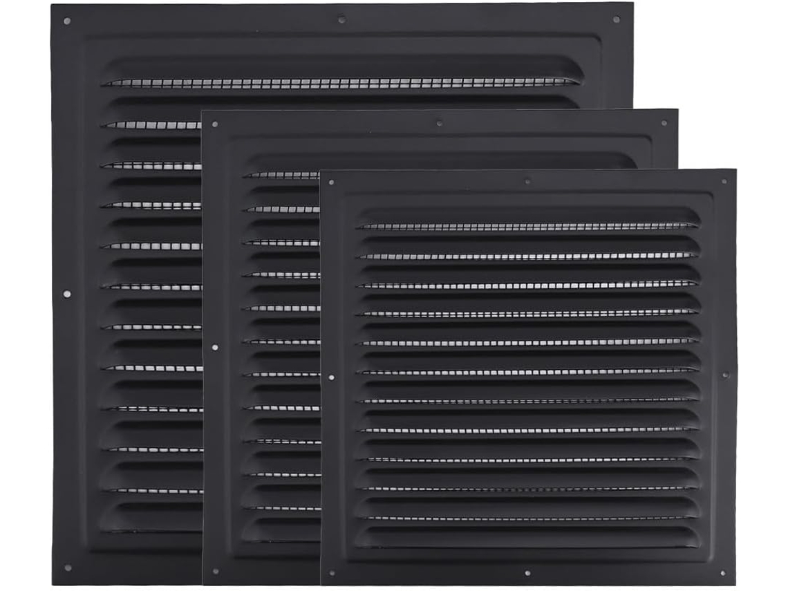 Grelha De Ventilação Quadrada Em Alumínio (200 X 400) Com Tela Para Cozinha E Banheiro.