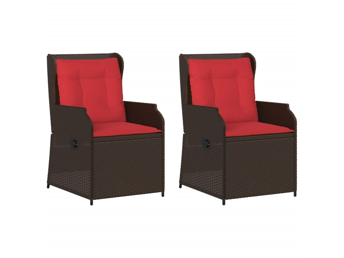 Conjunto de 2 Cadeiras de Jardim Reclináveis com Almofadas em Rattan Sintético Marrom MAISON EXCLUSIVE