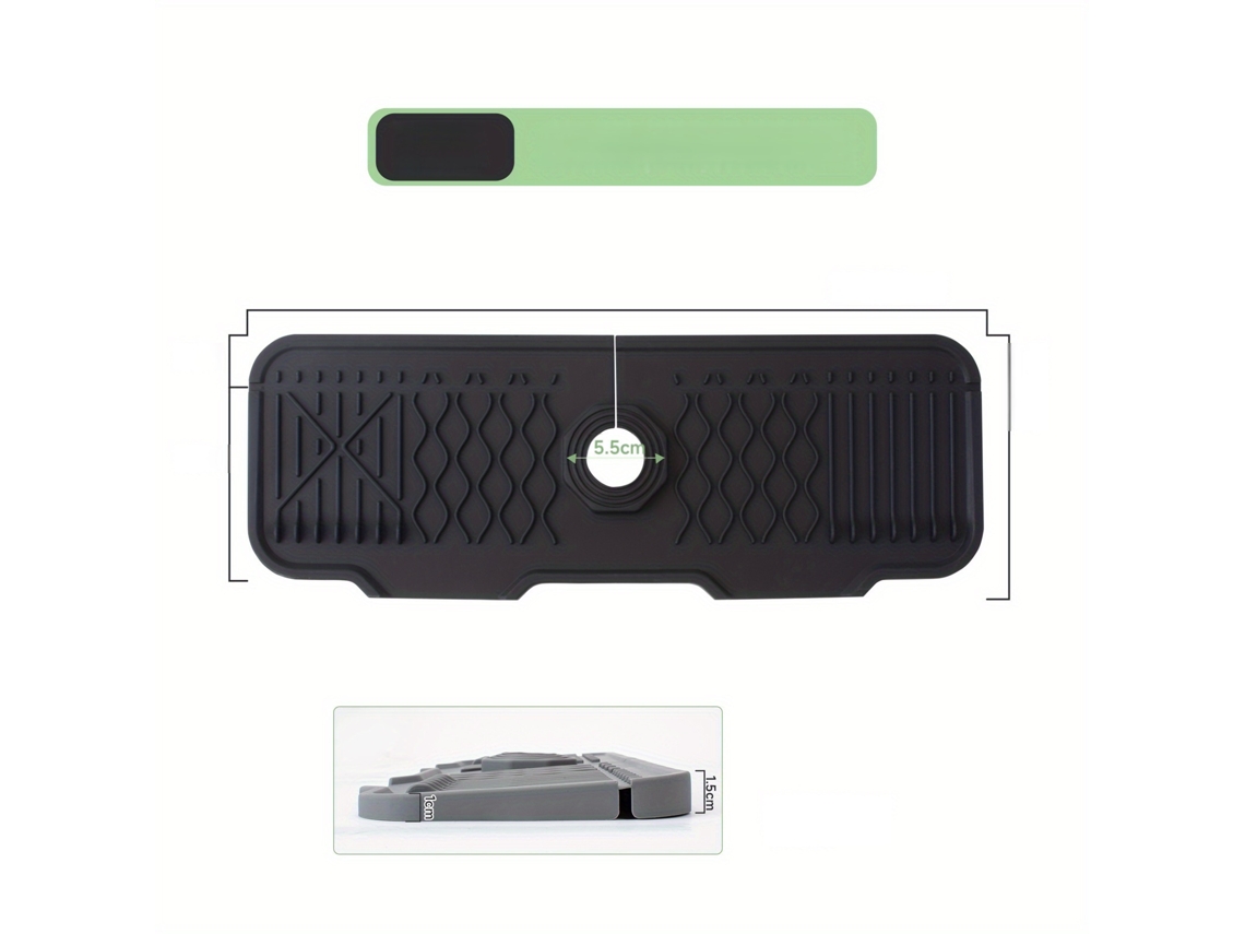 Parte De Um Ralo Pia Grande Com Inclinação 5° Para Autolimpeza, Feito De Silicone Antiderrapante, Mede 42, 9 Cm X 12, 7 Cm() Preto