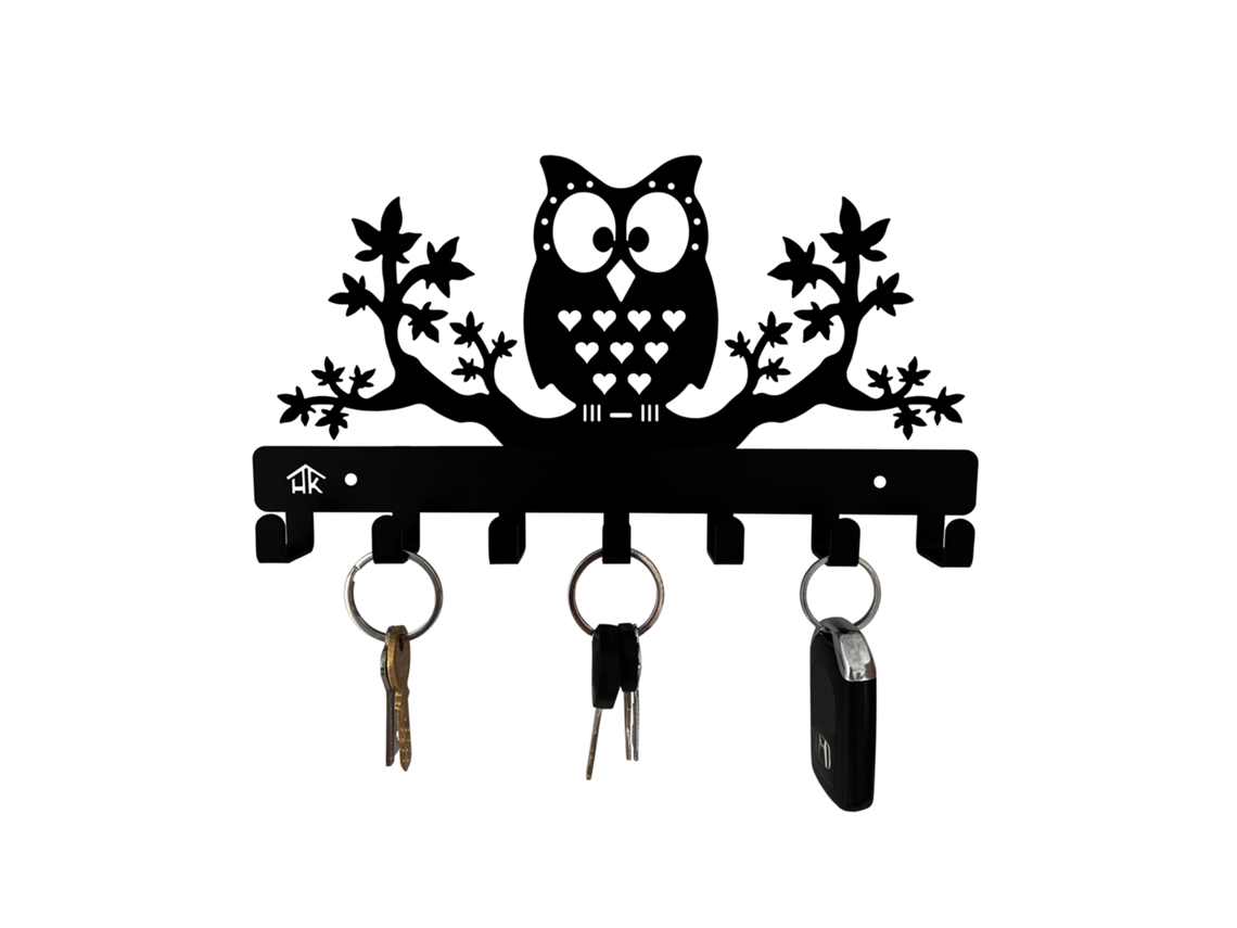 Porta-chaves De Parede – Suporte Chaves – Organizador Arrumação – 26,92 × 15,62 × 2,54 Cm – Ferro – Preto