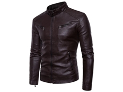 2026 chaqueta de Cuero Moto Hombre Talla S 3xl Ajuste Slim Cremallera Sin Capucha Pu