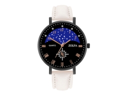 Reloj De Moda Para Hombre Y Mujer Correa De Cuero Pu Dial Grande De Cuarzo Pareja Blanco