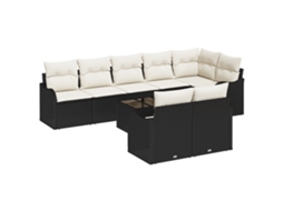 Conjunto 8 Conjunto De Sofá De Jardim Vidaxl Preto Vime Pe (55 X 55 X 37 Cm)