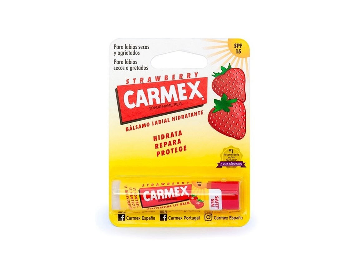 Bálsamo Labial CARMEX Strawberry Moisturising SPF 15 (4,25 g)
