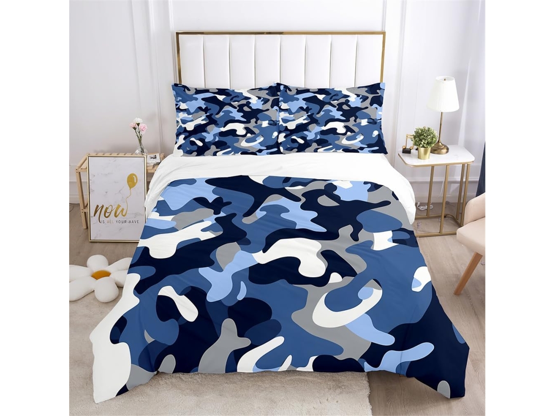 Capa de Edredom Camuflagem Militar Microfibra com Fronha 140x200 Cm S/MARCA