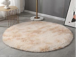 Lurelia Tapete Redondo Antiderrapante Macio Fofo Flanela Bege Colorido 60 Cm Sala Quarto