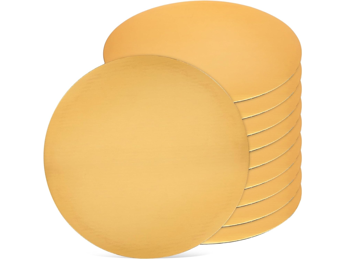 Suportes Descartáveis Para Bolos Sherchpry Em Papelão Ondulado, 10 Unidades, 25cm, Dourados, Bandejas Resistentes Com