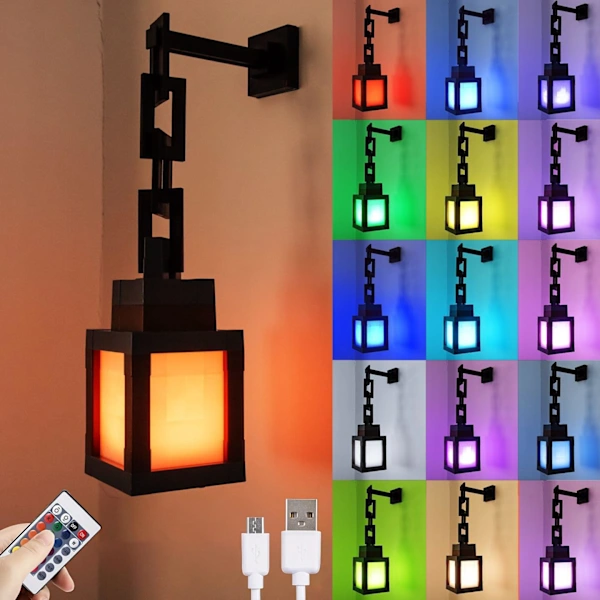 Lanterna Noturna Pixelada, Controle Remoto Rgb De 16 Cores, Design Recarregável Via Usb, Luminária De Cabeceira Perfeita Para Fantasia E Cosplay, Sd