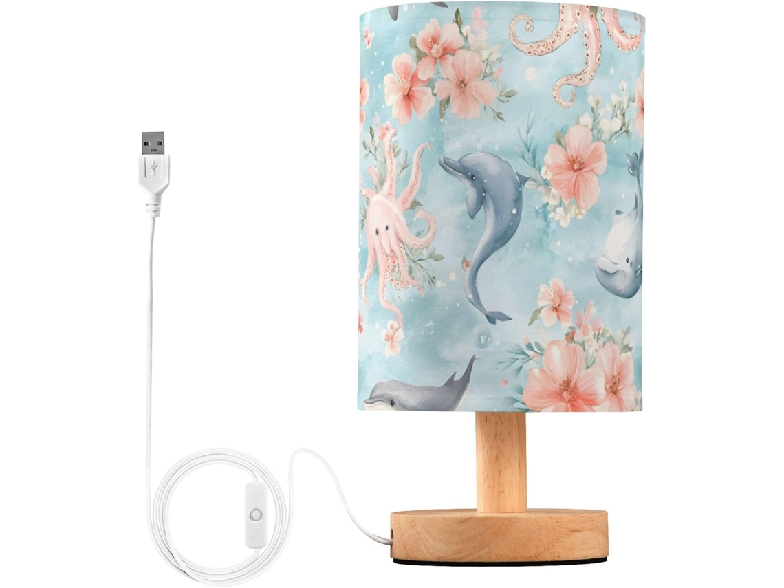 Abajur De Cabeceira Em Formato Baleia Com Porta Usb, Sem Necessidade De Lâmpada, Luz Led Quente Para Quarto, Sala De