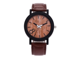 Reloj De Pulsera De Cuarzo Para Hombres Y Mujeres Con Correa De Cuero Pu Zhoulianfa Café Oscuro
