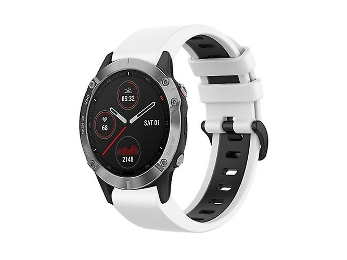 Pulseira De Relógio Lurelia Para Garmin Fenix 6 22 Mm Bicolor Branco Preto