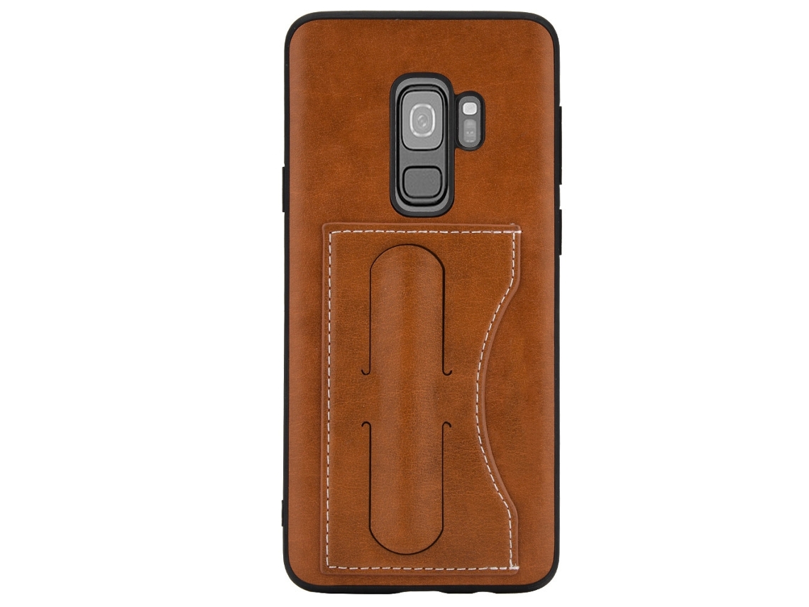 Capa Traseira em Couro para Telefone Samsung Galaxy S9plus com Suporte e Slot para Cartão de Proteção EOOCOO