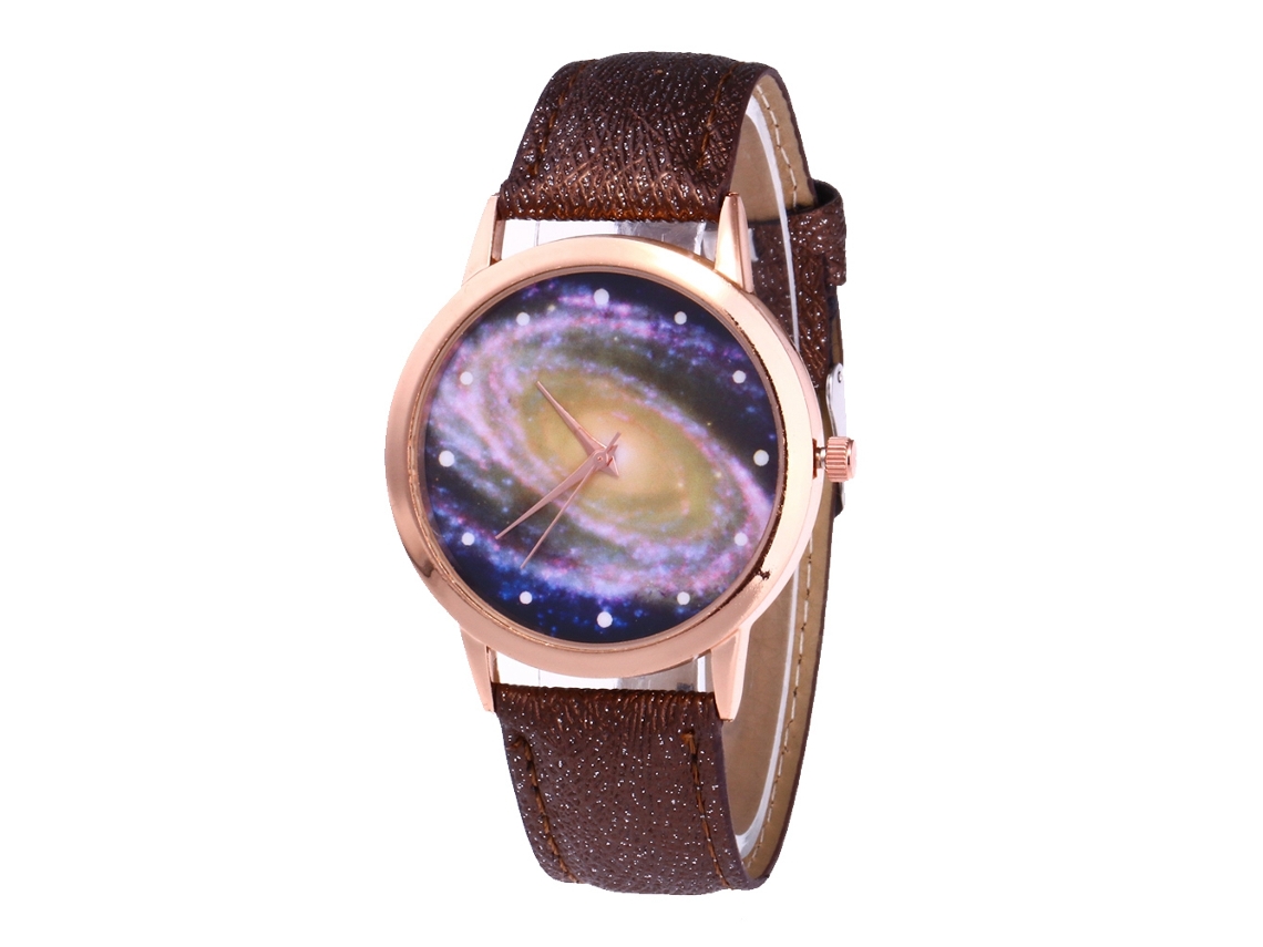 Reloj De Pulsera De Aleación De Cuarzo Con Dial Redondo Para Parejas Color Café