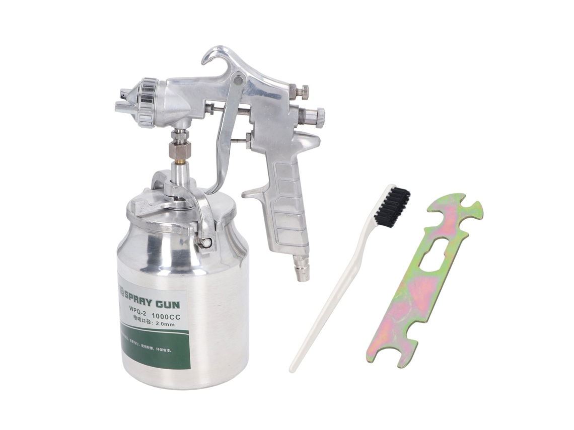 Pistola de pintura multifuncional de 1000cc em alumínio e aço inoxidável para pintura a ar.