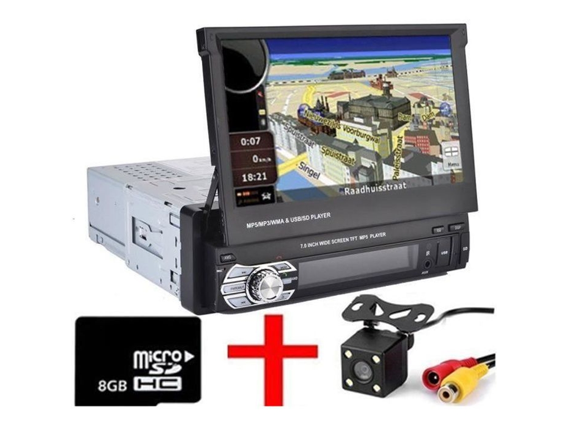 Autoradio Bluetooth Car Stereo Mp5 Player Controle de Tela Sensível Ao Toque + Câmera de Visão Traseira + Cartão Sd de 8 Gb