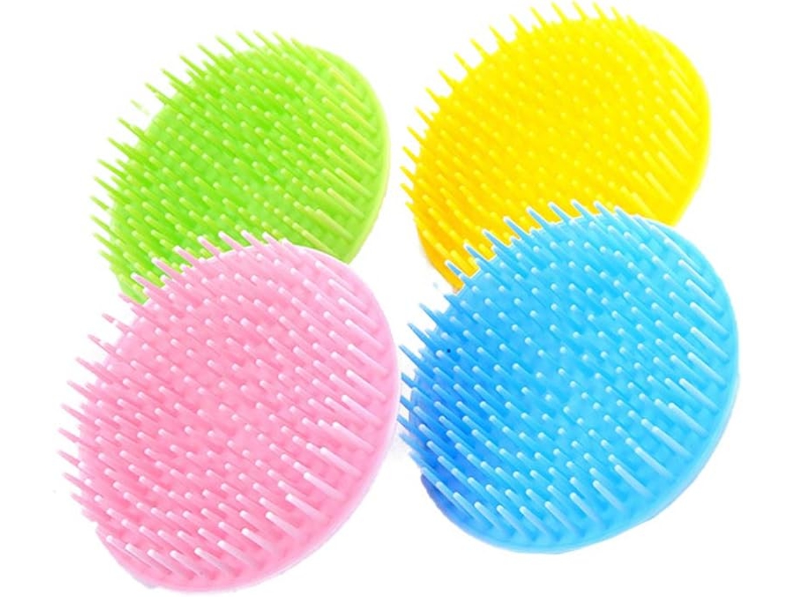 Conjunto Genérico De 4 Escovas Shampoo Silicone E Pp, Massagem Profunda No Couro Cabeludo, Proteção Da Raiz, Estilo
